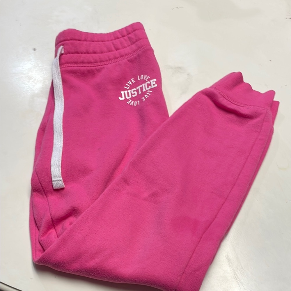 Justice Pink Sweatpants with Elastic Waistband and Cuffs